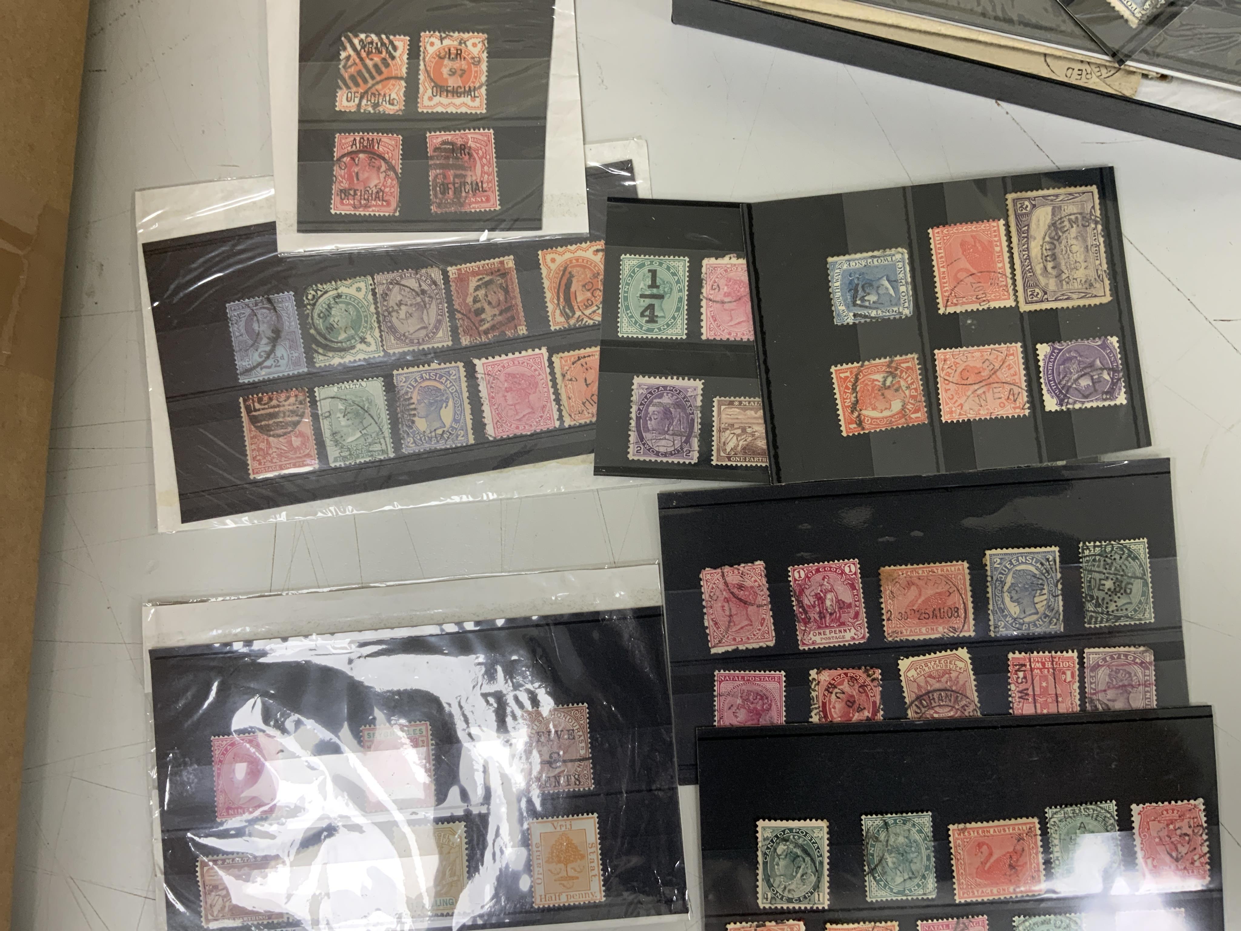 A collection of Victoria stamps including; a Penny red plate reconstruction of plate 106 made up of perforated Penny Reds and issued by the Westminster Collection Ltd., together with Victorian covers with franked Penny R
